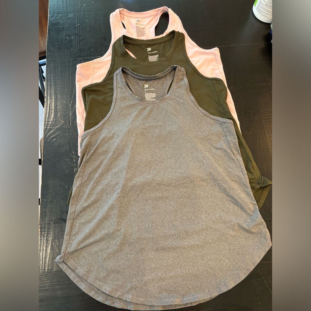 Bundle of 3 All in Motion athletic tanks - size M